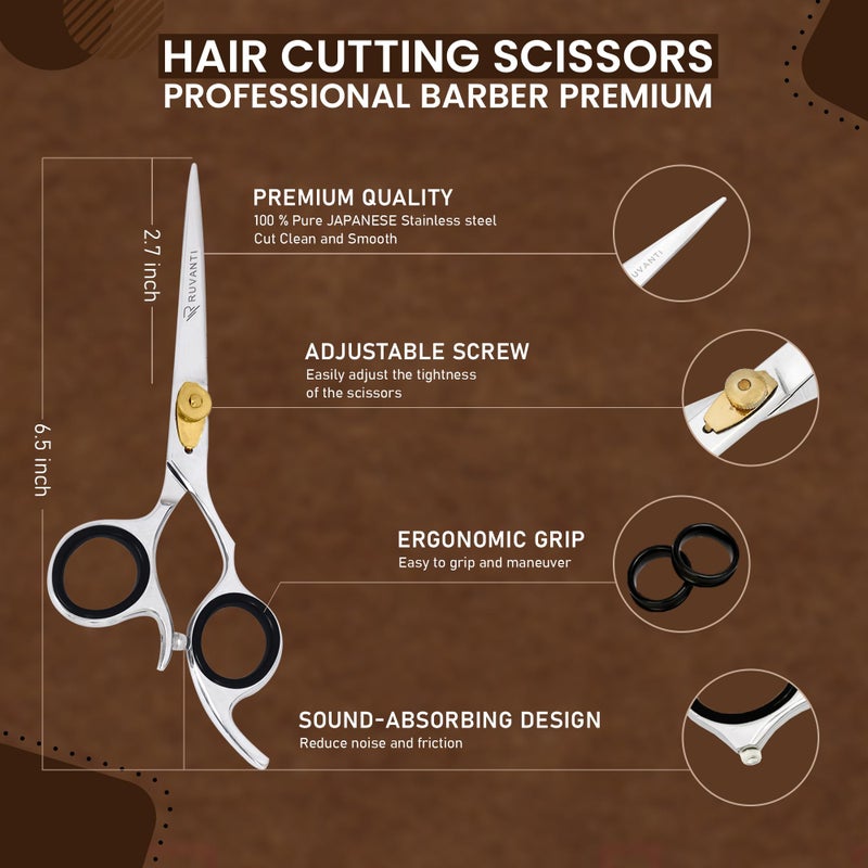 Ruvanti Hair Cutting Scissors - Professional Barber Premium Shears For Salon And Home Use, Sharp & Durbale Stainless Steel Blades for essential hair care & grooming, Comfortable Grip Handles - Image 2